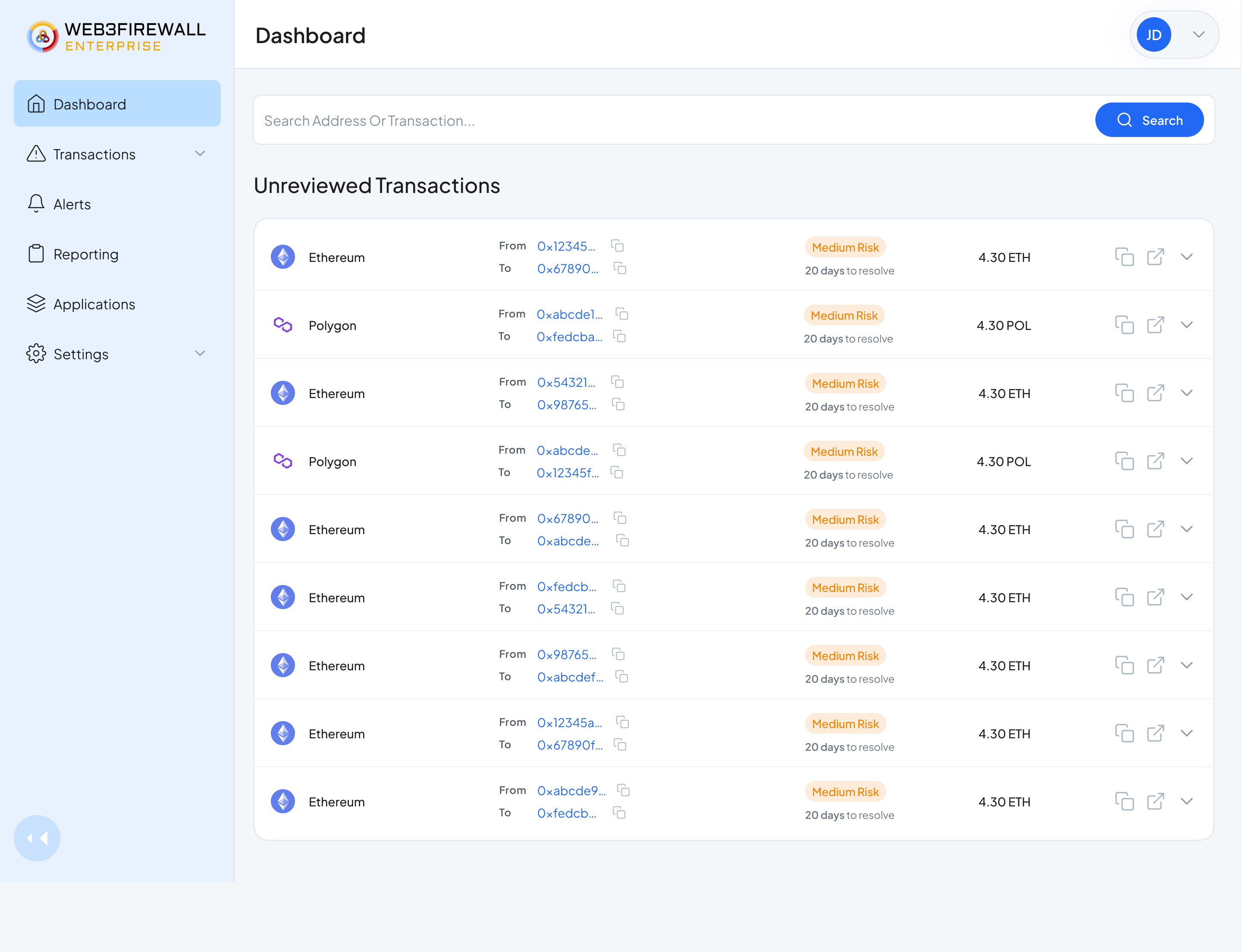 Web3Firewall compliance dashboard