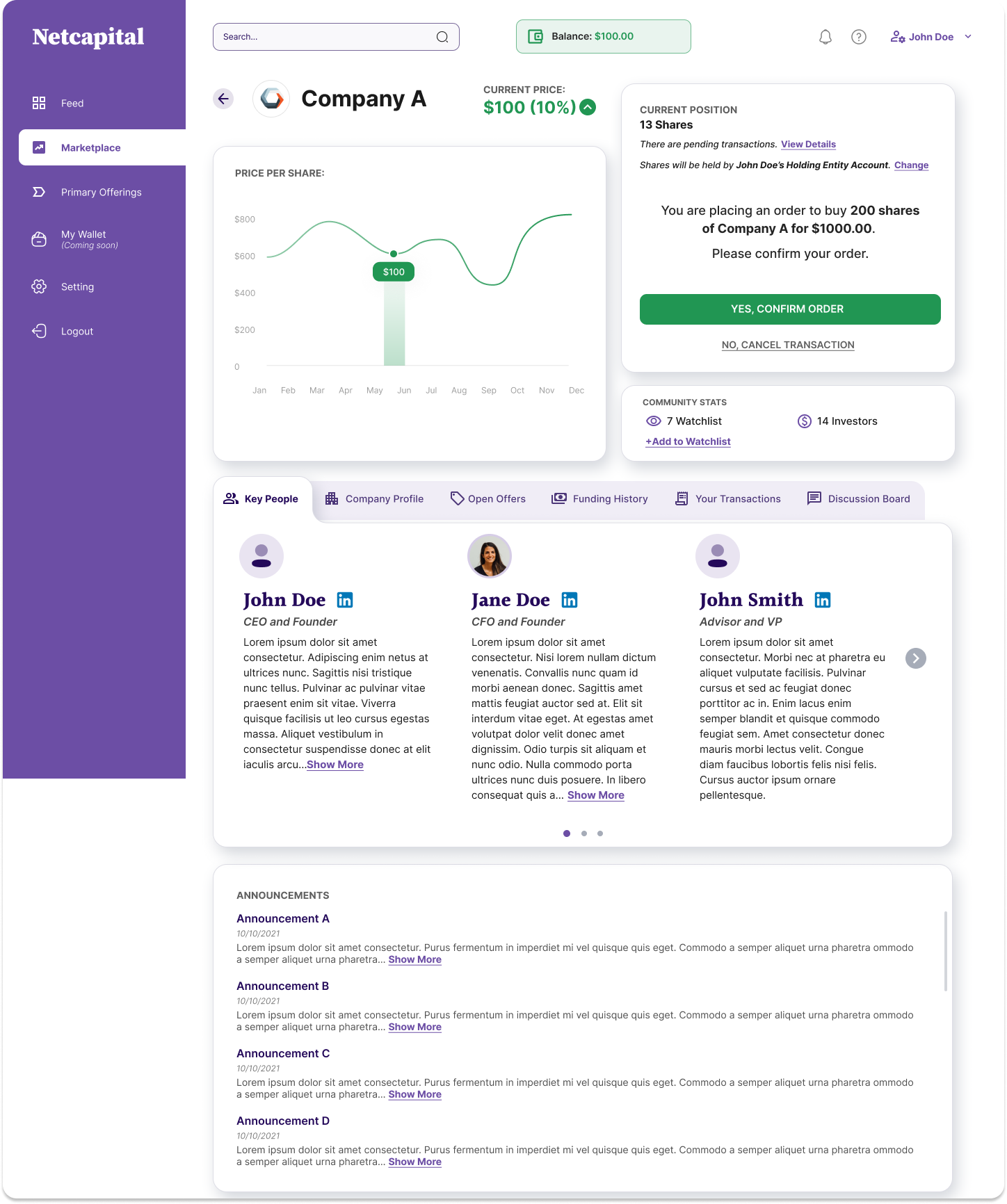 Buy confirmation message