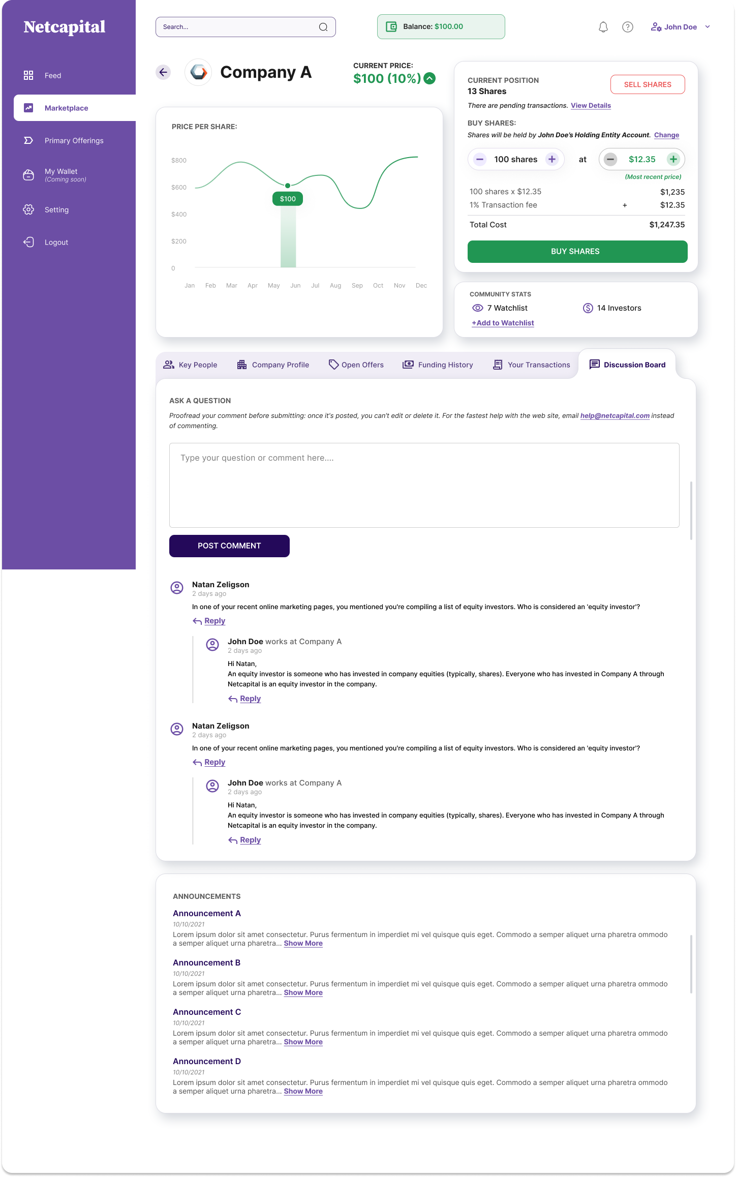 Discussion board tab