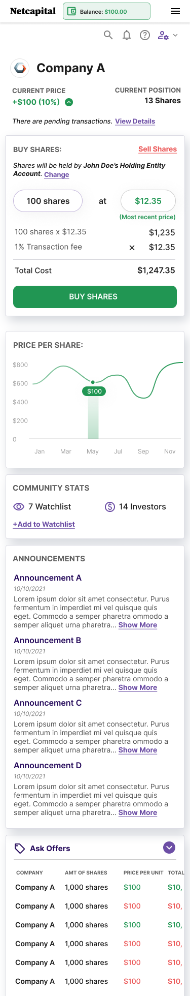Mobile open offers tab