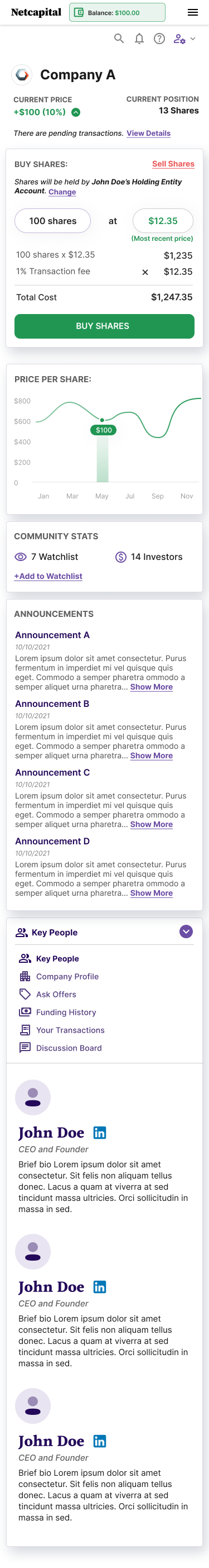 Mobile company selector dropdown