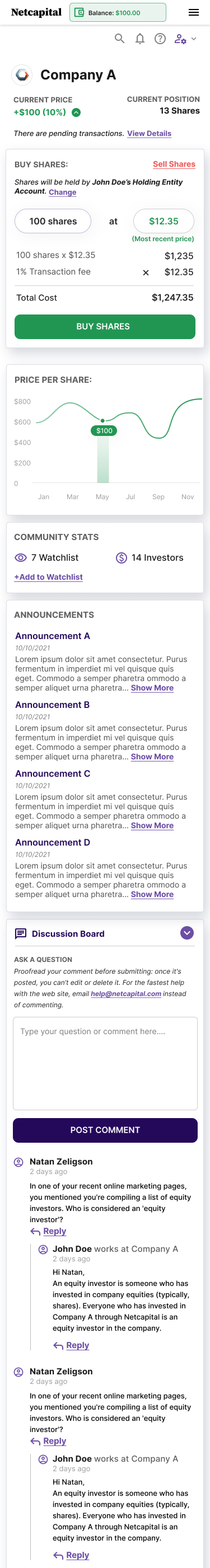 Mobile discussion board tab