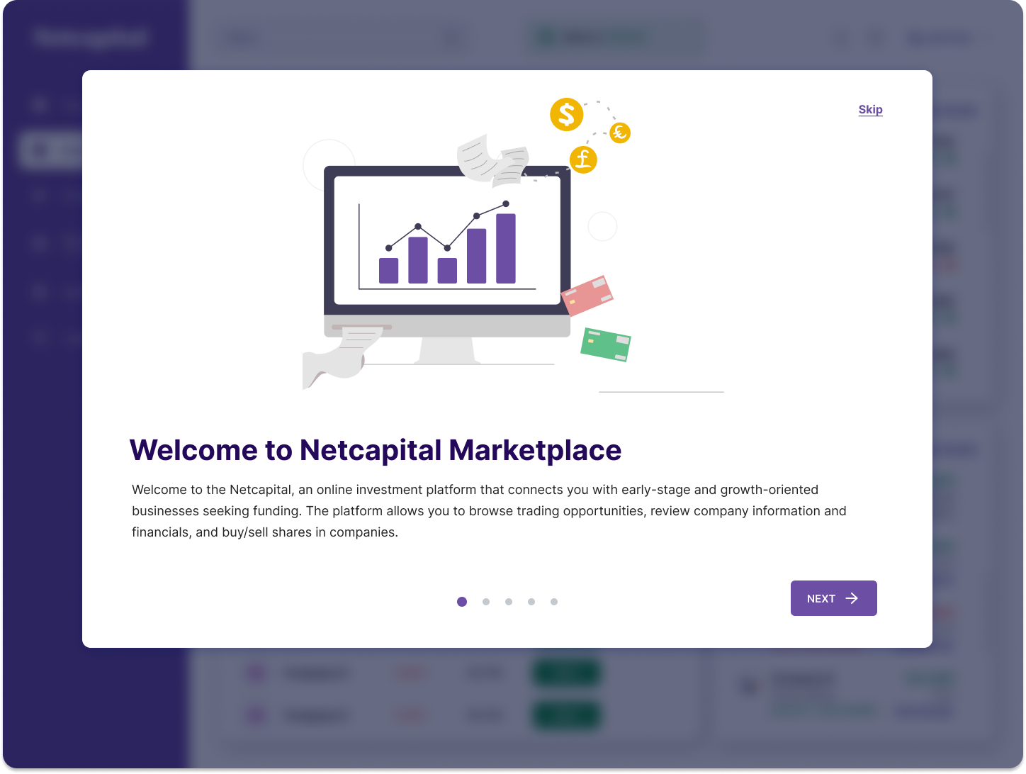 Onboarding step 1: Welcome to Netcapital Marketplace