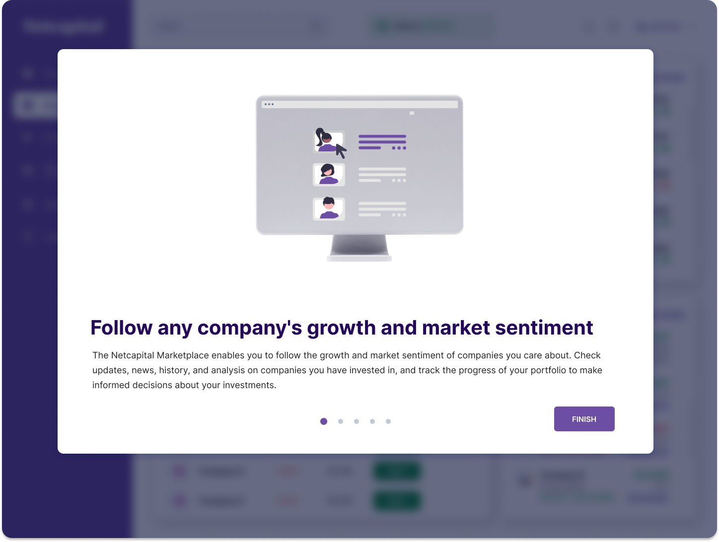 Onboarding step 5: Infographics, news feed updates, and easy checkouts