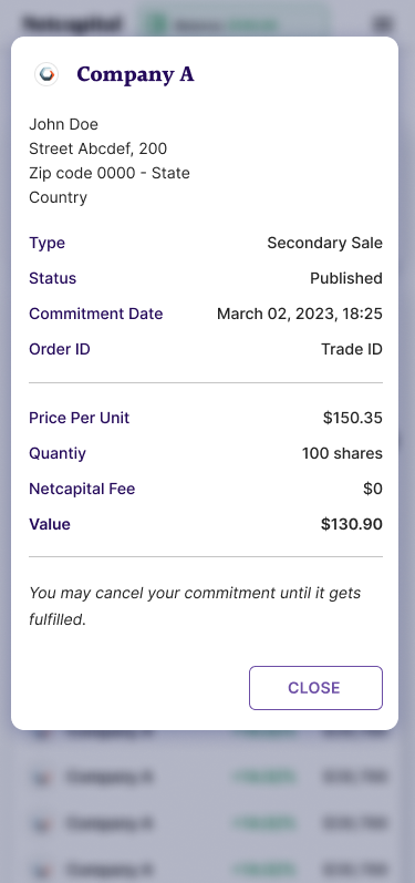 Mobile commitment receipt
