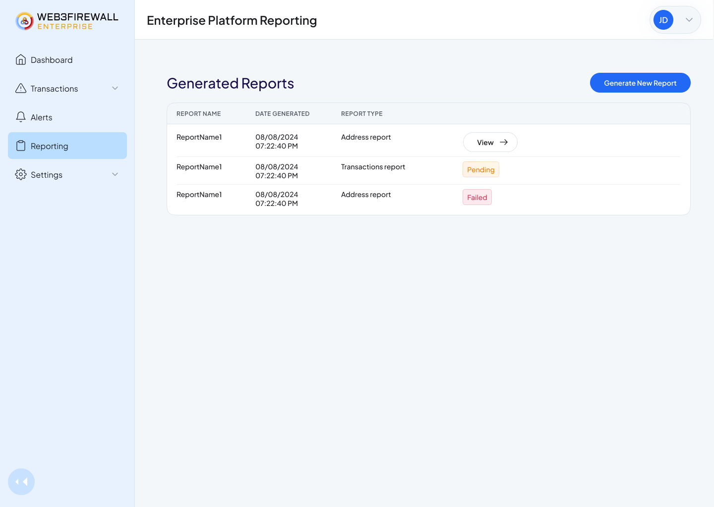 Reporting empty state